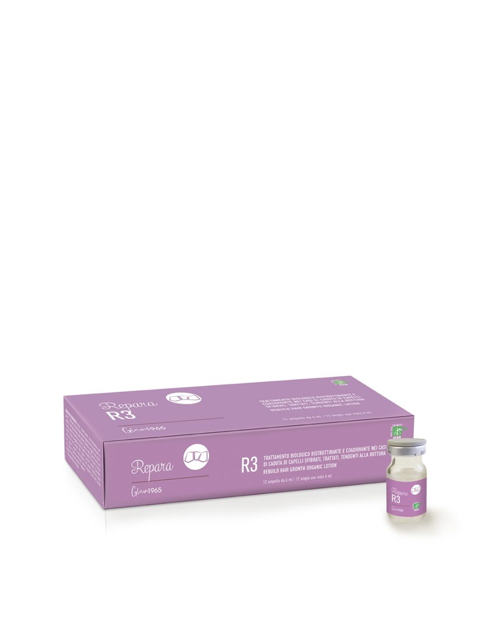 R3 | Reconstructive hair growth organic vials treatment for damaged hair (12 pcs)